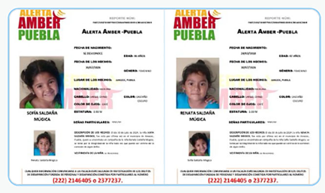 Activan Alerta Amber por las hermanas Renata y Sofía; desaparecieron en Amozoc