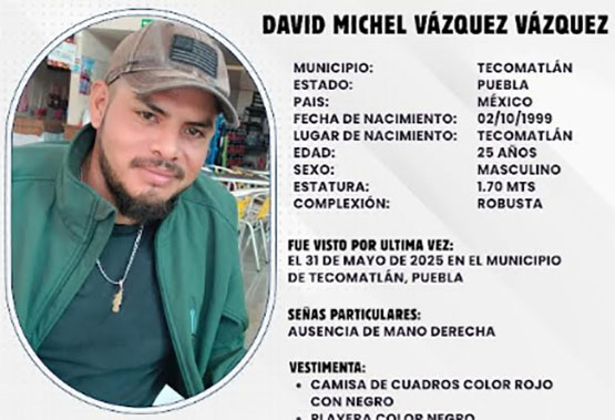 Buscan a David Michel; desapareció en Tecomatlán