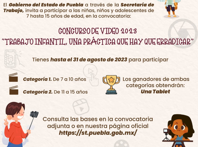 Invitan a concurso de video para denunciar trabajo infantil en Puebla