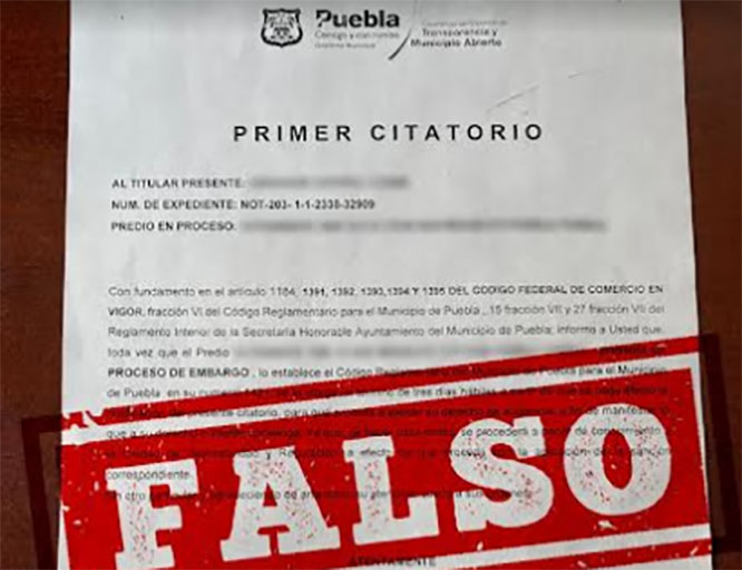 Alertan por falsos citatorios y amenazas de embargo del Ayuntamiento de Puebla
