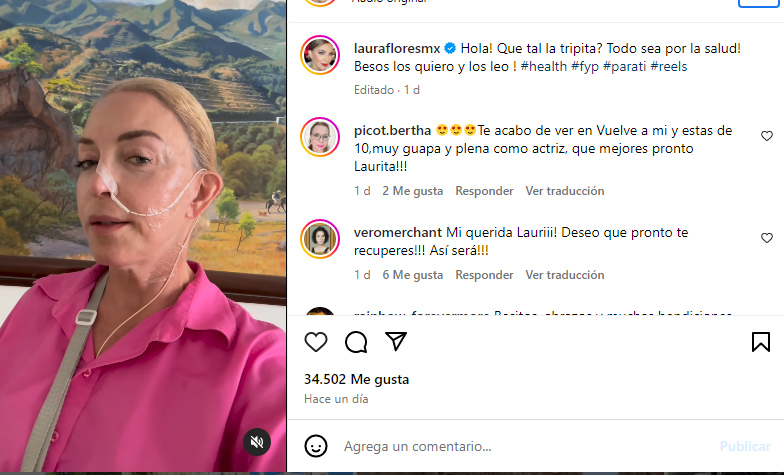 VIDEO Laura Flores aparece en redes sociales con tubo en la nariz y revela enfermedad 