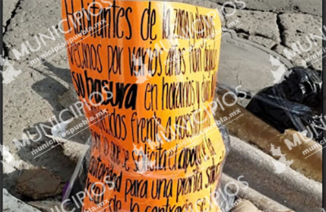Protestan vecinos de Texmelucan por falta de recolección de basura