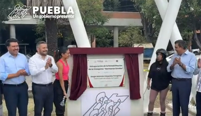 Céspedes encabeza inauguración de la rehabilitación de ciclopista Hermanos Serdán
