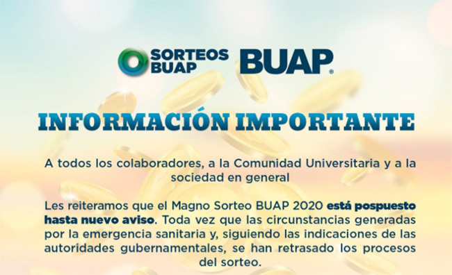 La BUAP pospone hasta nuevo aviso su Magno Sorteo 2020