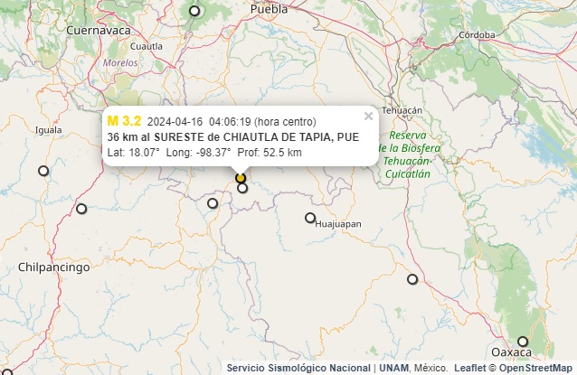 En apenas 4 horas, registra SSN sismos en Chiautla y Acatlán, en Puebla