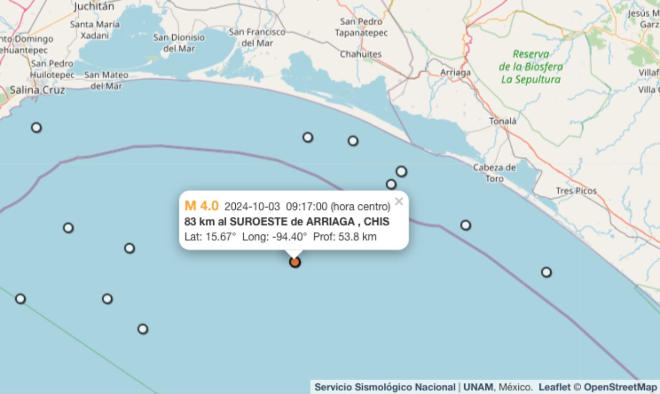 SSN reporta temblores de más de 4 grados en Chiapas, Sinaloa y Michoacán