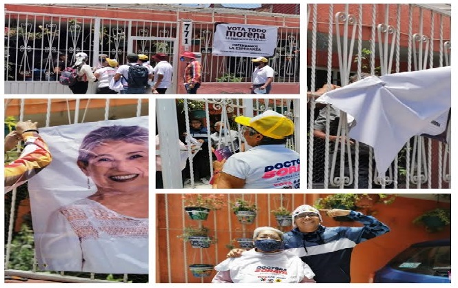Quitan a Morena y ponen lona de la antorchista Soraya