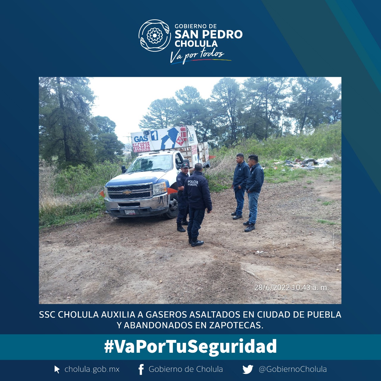 SSC Cholula auxilia a gaseros asaltados en Puebla y abandonados en Zapotecas