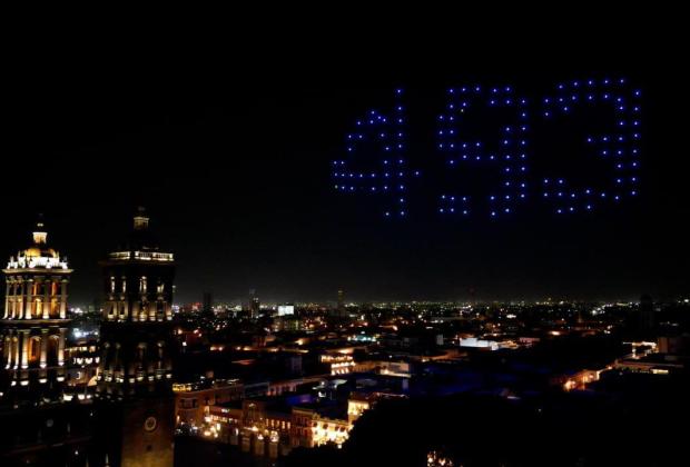 GALERÍA Asi fue el show de drones Puebla, hacia sus 500 años