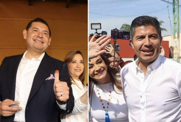 Alejandro Armenta y Eduardo Rivera emiten su voto en Puebla 