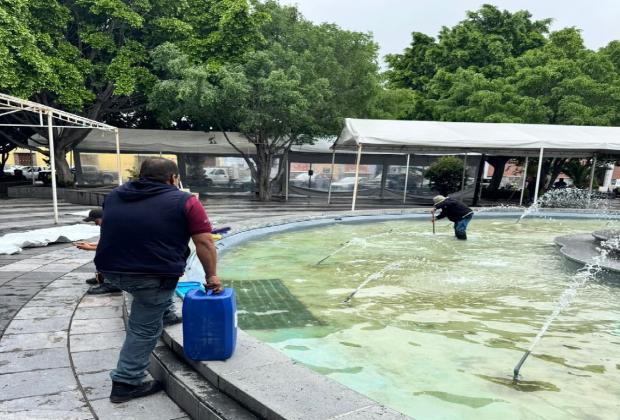 En Puebla capital las fuentes reciben mantenimiento constante