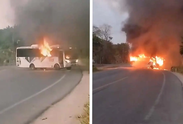 Queman vehículos tras detención de presuntos delincuentes en Tabasco