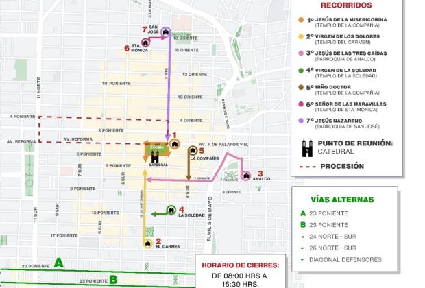 Ojo: estas son todas las calles que cerrarán por Vía Crucis en Puebla