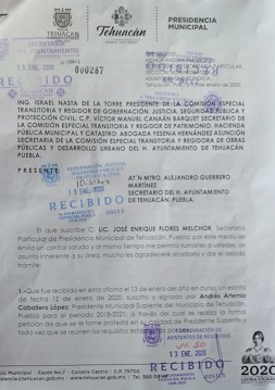 Regidores ignoran solicitud de suplente para alcaldía de Tehuacán