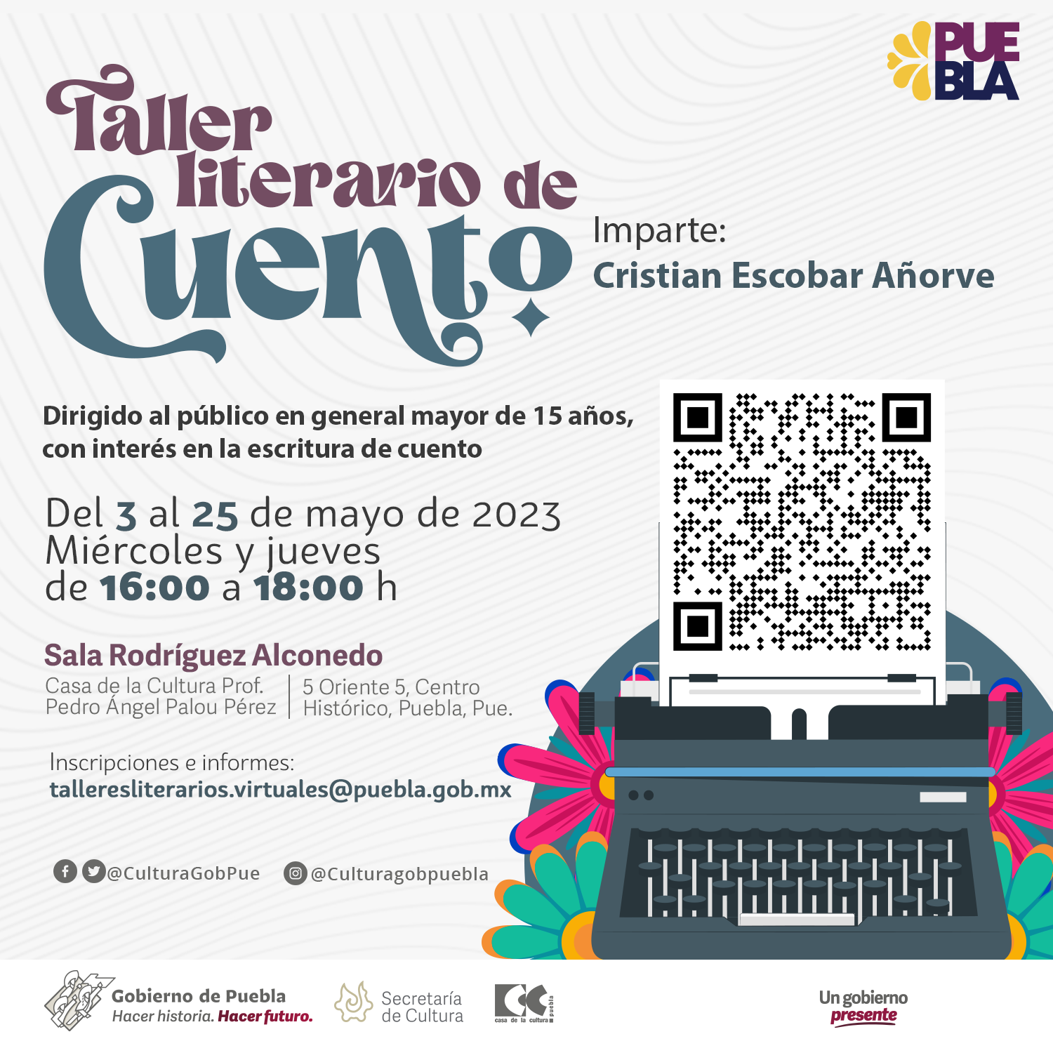 Con talleres, gobierno de Puebla promueve creación literaria en el estado