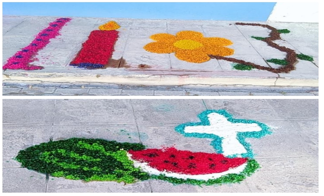 Católicos de Metepec elaboran mini alfombras por Semana Santa