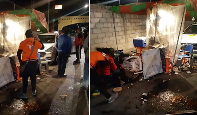 Conductor ebrio se va con todo contra taqueros en Bosques del Pilar en Puebla