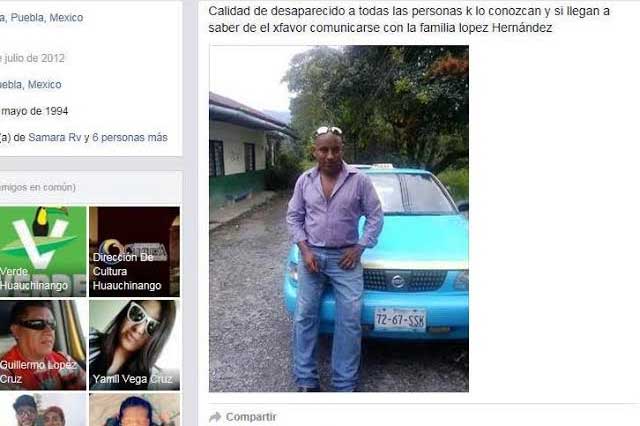 Reportan extraña desaparición de taxista en Juan Galindo