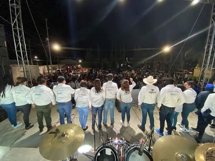 Sin sana distancia candidato del PRI-PAN en Tecamachalco realiza mitin