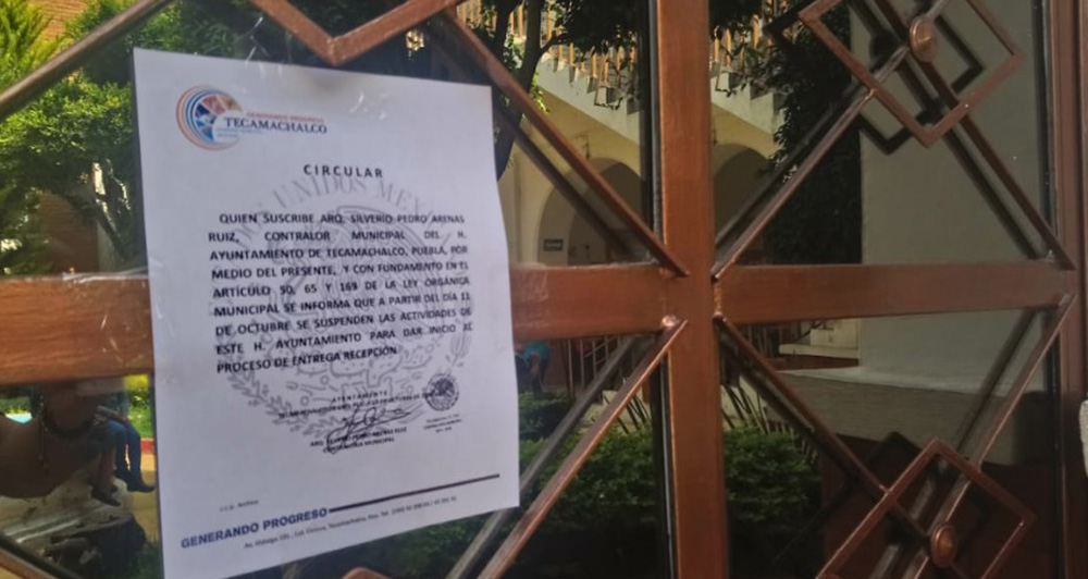 Por entrega-recepción, cierran ayuntamiento de Tecamachalco