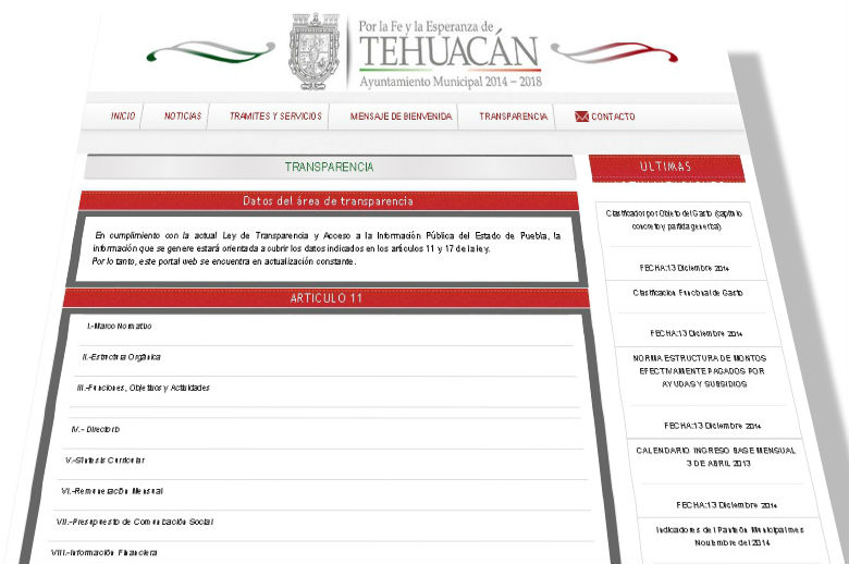 Rechaza Tehuacán resultados de IMCO en Transparencia