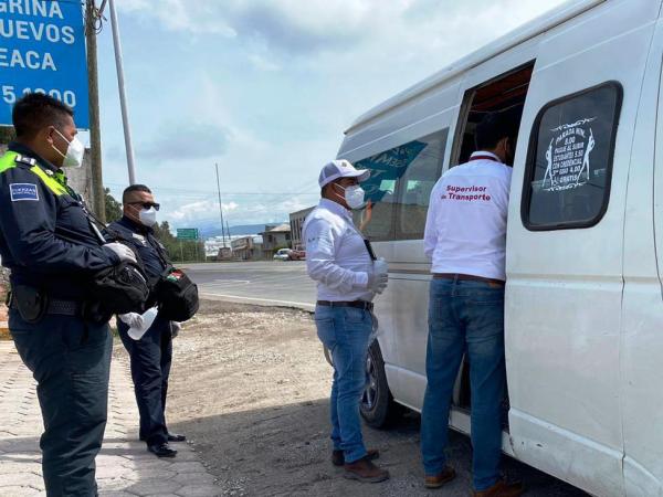 Supervisa SMT que transporte público de Tepeaca cumpla con sana distancia