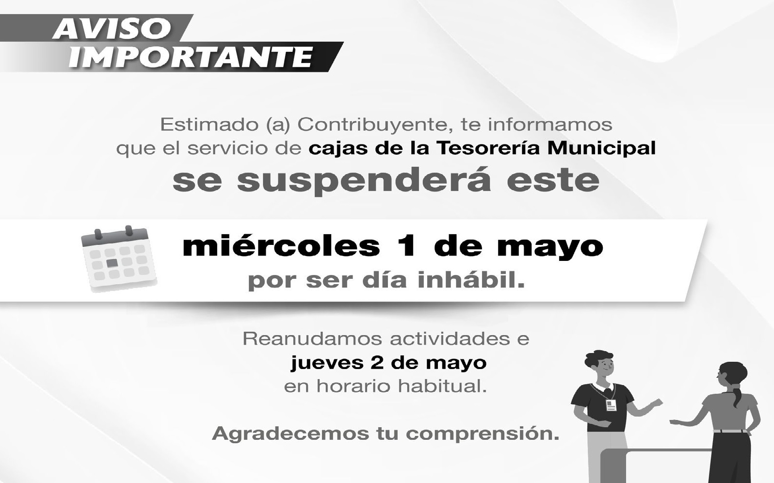 Tesorería del ayuntamiento de Puebla suspende labores este 1 de mayo