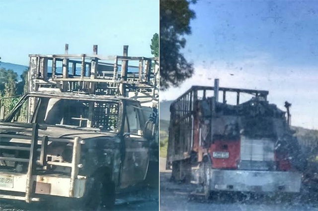Disputa entre chupaductos deja 3 vehículos incendiados en Tlalancaleca