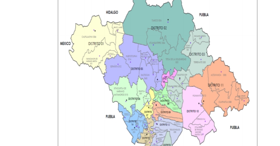 Nuevo mapa de distritos locales en Tlaxcala