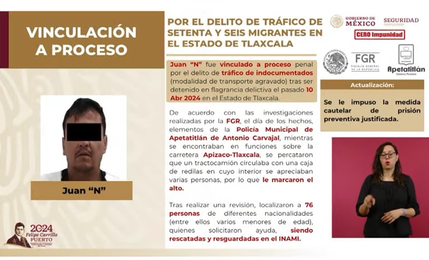 Exhibe AMLO a Juan, detenido con 76 migrantes hacinados en Tlaxcala