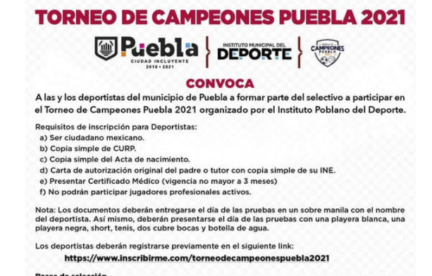 Ayuntamiento de Puebla busca equipos para competir en el Torneo de Campeones estatal