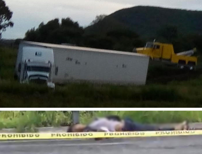 Hallan hombre muerto junto a tráiler volcado en la autopista Siglo XXI