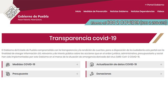 Habilita gobierno del estado portal web de transparencia sobre Covid