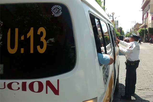 Vialidad de Tehuacán ha detenido a 4 choferes del transporte público por conducir ebrios