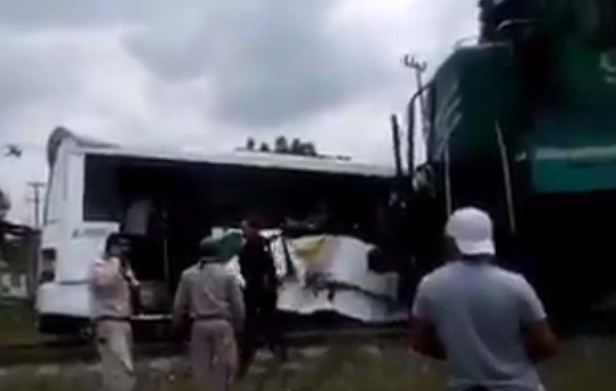 VIDEO Se los llevó el tren, viajaban en la ruta 12