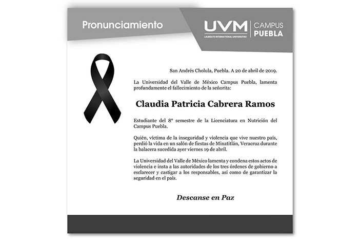 Estudiante poblana, entre las víctimas de masacre en Minatitlán