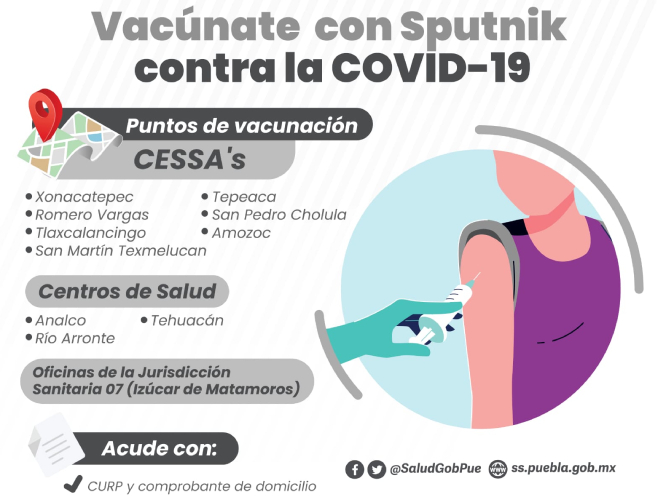 Se mantiene vigente jornada de vacunación contra covid en Atlixco