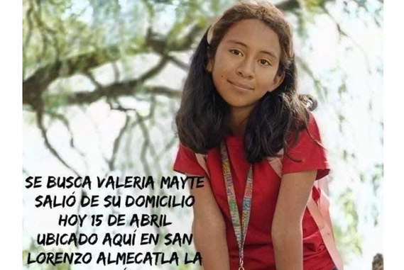 Se busca a Valeria Mayte, desapareció en San lorenzo Almecatla 