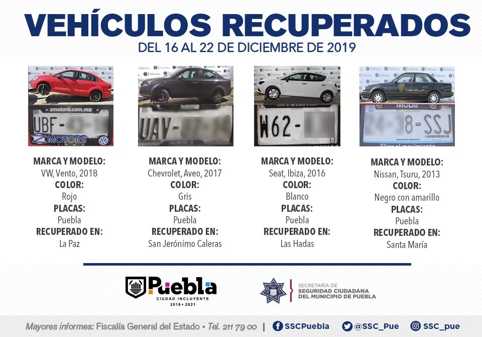 Recuperan 11 vehículos reportados como robados