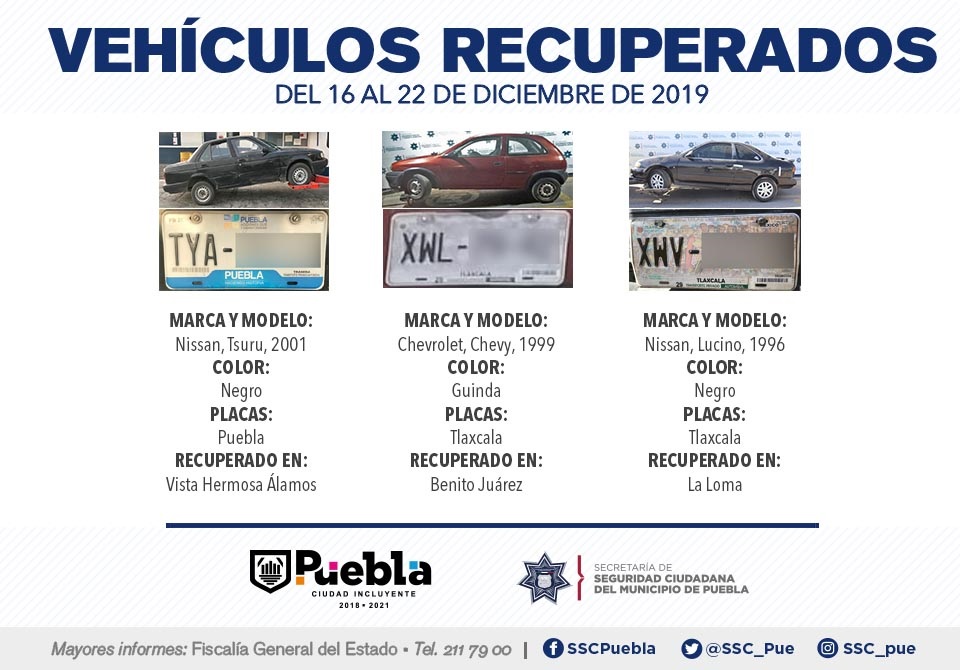 Recuperan 11 vehículos reportados como robados