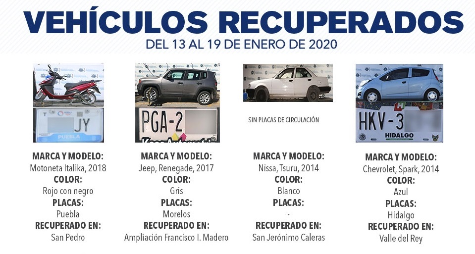 Policía Municipal de Puebla remite 19 vehículos ante el MP