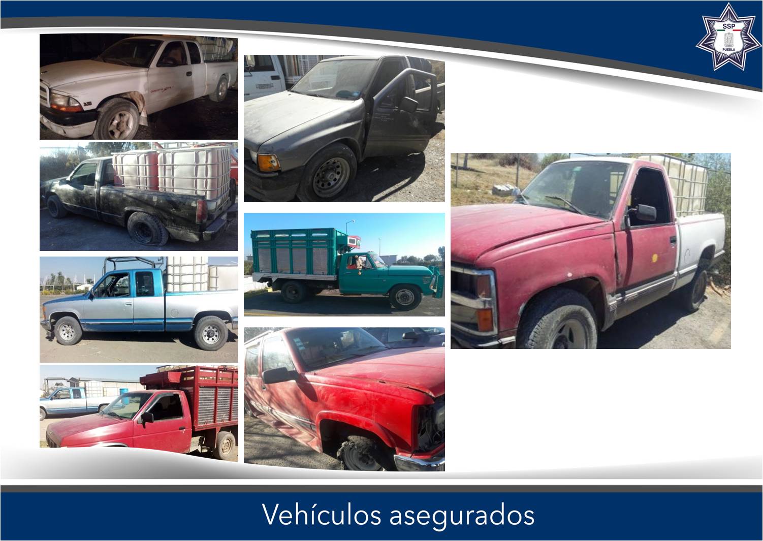 Decomisan 11 camionetas utilizadas para robar gasolina en Puebla