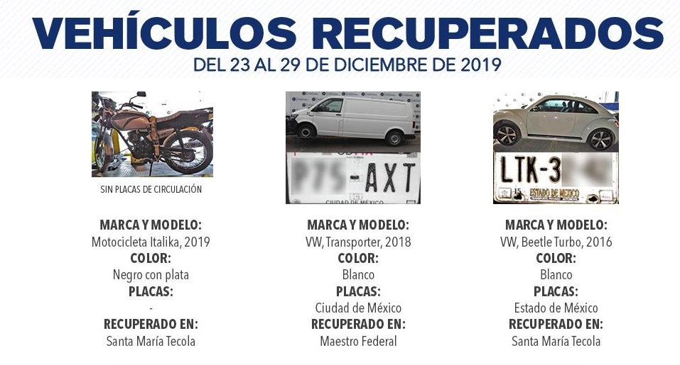 En la última semana de 2019, remiten 12 vehículos al MP