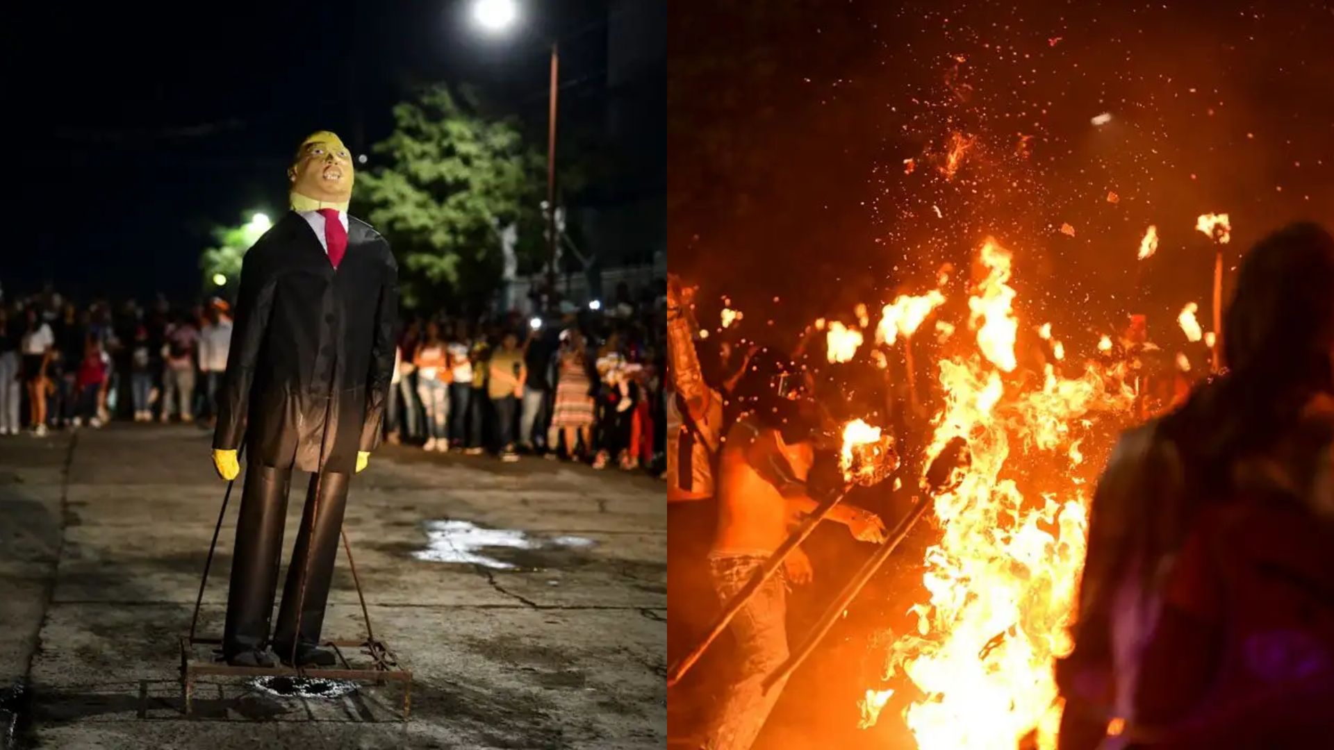 Durante un carnaval en Veracruz, se quemó una figura de Donald Trump 