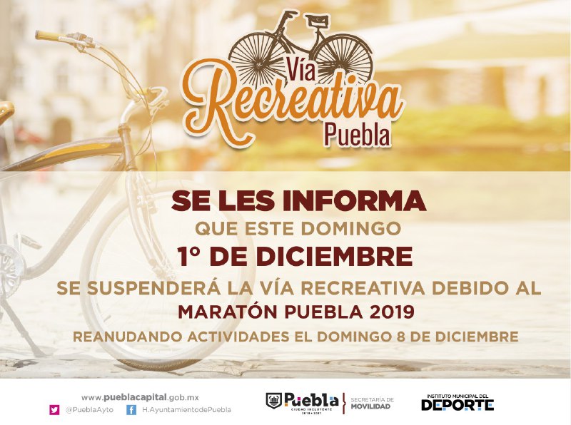 Suspenden Vía Recreativa Puebla por Maratón Internacional