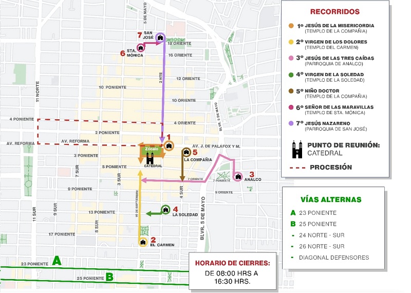 Ojo: estas son todas las calles que cerrarán por la Procesión de Viernes Santo en Puebla