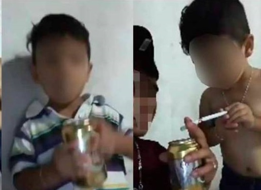 Joven de 17 años transmite en vivo como fuma y bebe su hermanito