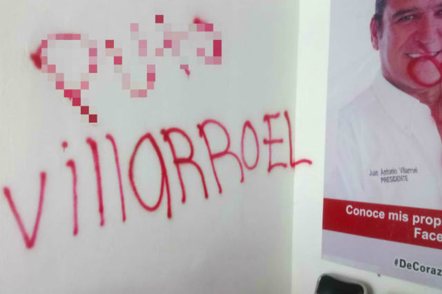 Vandalizan oficinas de campaña de Villarroel, en Atlixco