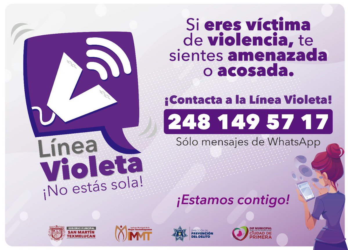 Atiende línea violeta más de 300 casos de violencia en Texmelucan