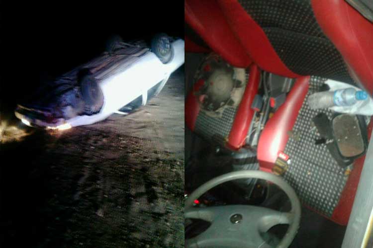 Tesorero ebrio vuelca auto oficial de Huejotzingo